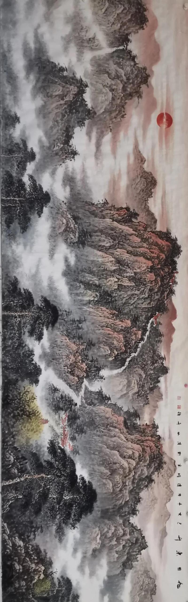 《旭日东升》（国画）刘建明.jpg