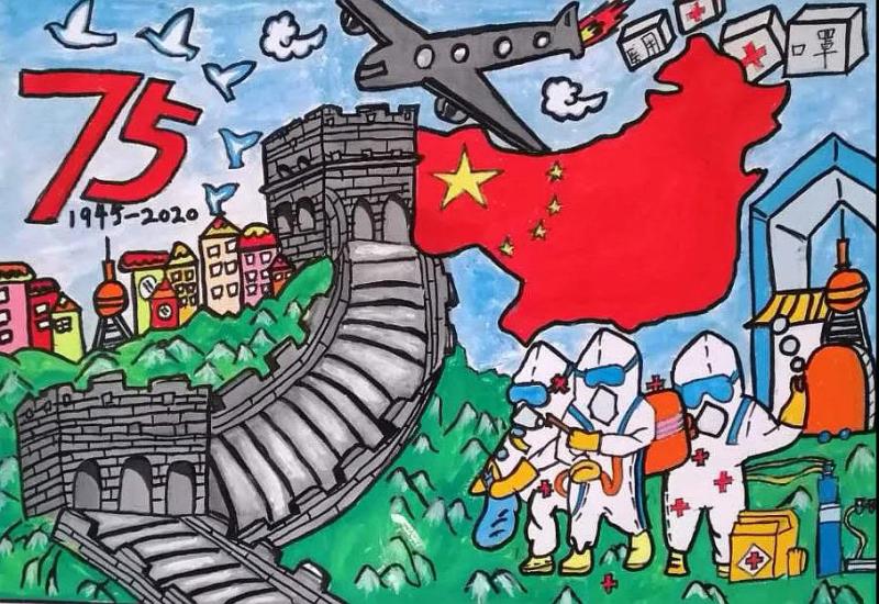 王文博 女 8岁 水粉 《中国必胜》.jpg