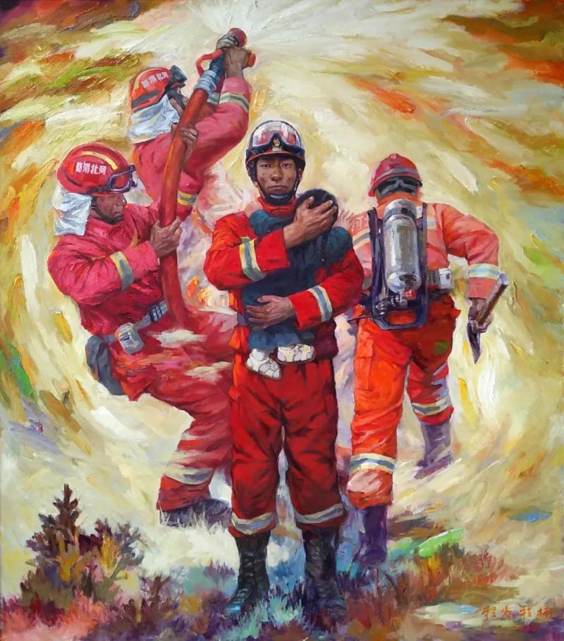 《凤凰涅槃》（油画）程彪.jpg