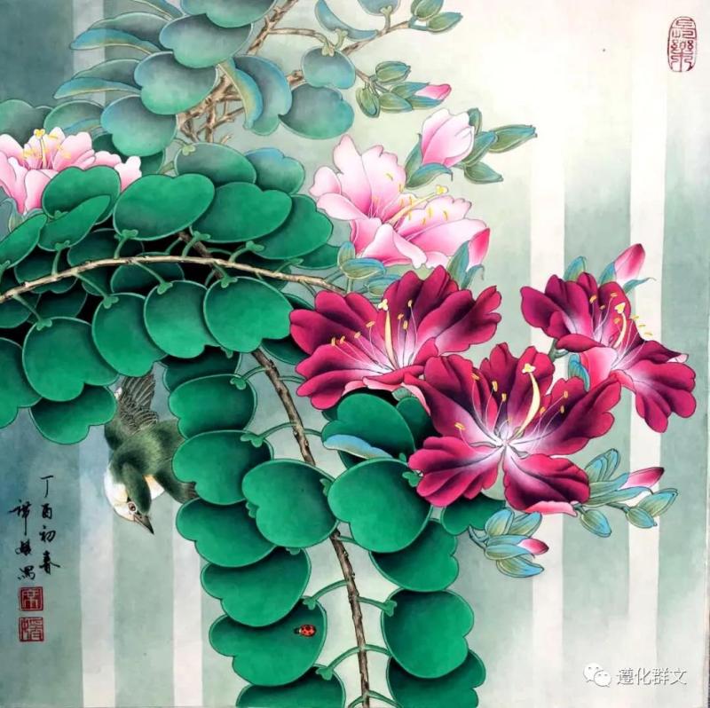 翠鸟紫荆图    席媛.jpg