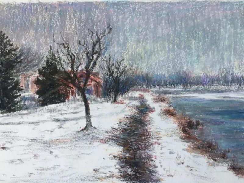 《南湖雪景》（色粉）梁贺.jpg